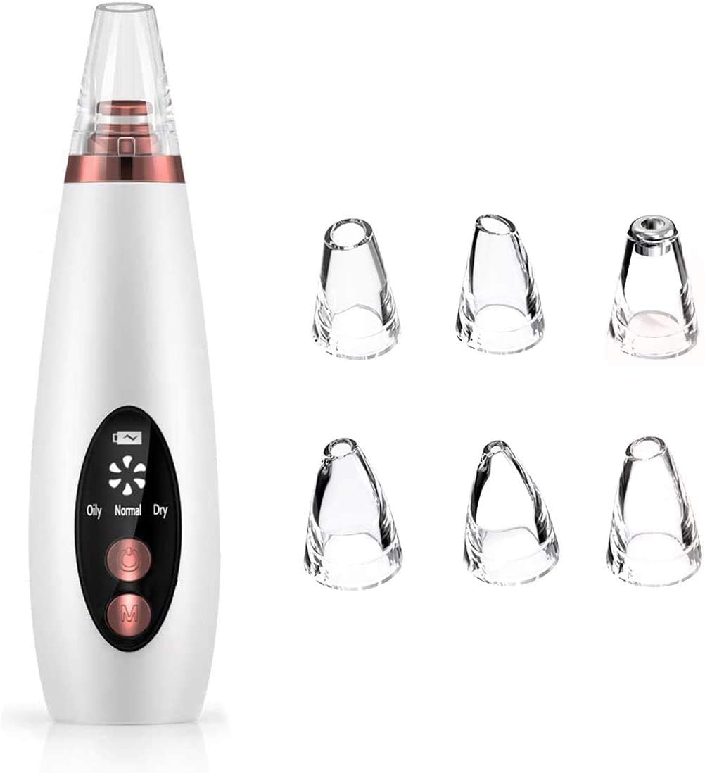 Blackhead Remover Vacuum, Pore Vacuum Cleaner Electric, Facial Pore Cleaner with 6 Changeable Functional Probes Meirenda USB Rechargeable Pore Cleanser Blackhead Extractor Tool for Men &Women