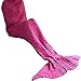 Fu Store Mermaid Tail Blanket Crochet Mermaid Blanket for Adult, Super Soft All Seasons Sofa Sleeping Blanket, Cool Birthday Wedding, 71 x 35 Inches, Rose Red