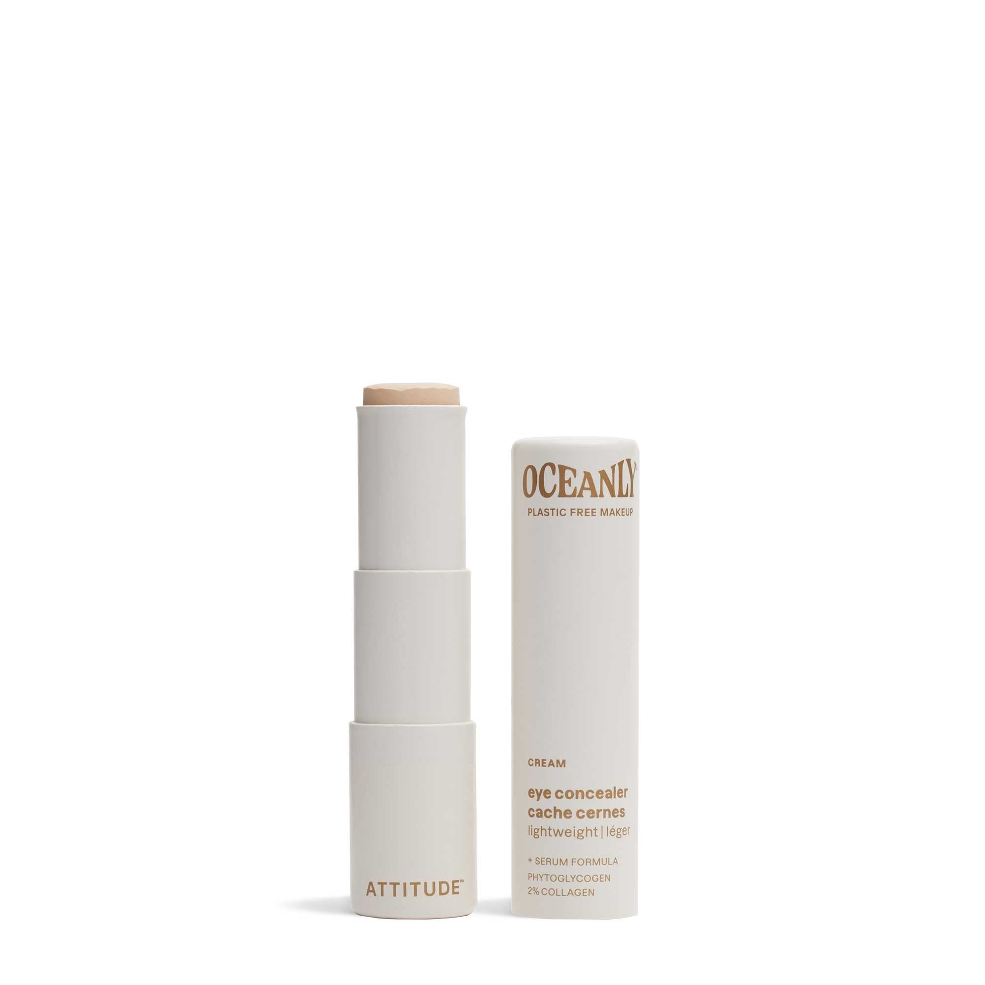 ATTITUDE Oceanly Plastic-Free Light Coverage Under Eye Concealer Stick, Titanium Dioxide-Free, EWG Verified, Vegan Makeup, Cream, 5.7 grams