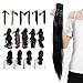 Synthetic Claw Ponytail Heat Resistant Handy Jaw Pony Tail One Piece Long Straight Soft Silky for Women Lady Girls 21'' / 21 inch (dark black)