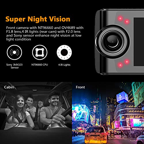 Uber Dual Dash Cam, ZEdge F1 2.7" LCD Front and Inside Car Camera