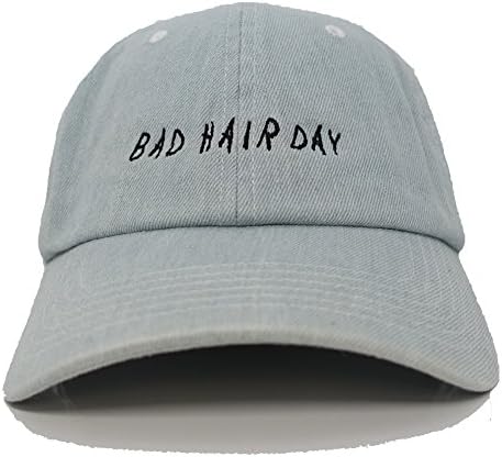 Bad Hair Day Adjustable Baseball Cap Unstructured Dad Hat - 100% Cotton - More Colors (Light Denim)
