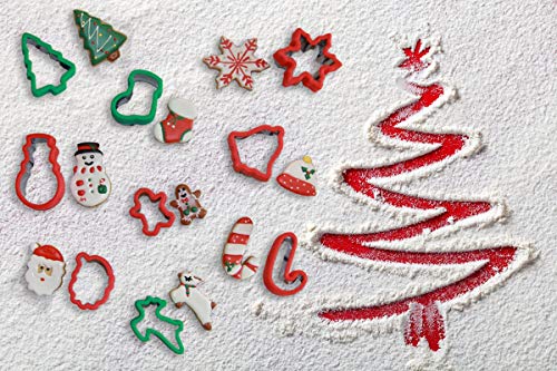 19 Pcs Stainless Steel Christmas Cookie Cutters Set Holiday,Sandwich Vegetable Cutters for Kids,Gingerbread House Man,Snowman,Snowflake,Reindeer,Santa,Dinosaur Shaped for Holiday Baking Gift
