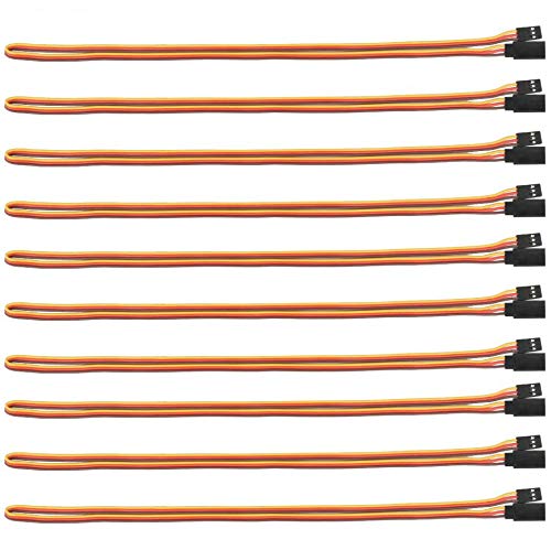 POFET 10pcs 100cm JR Style Servo Extension Cables, 3Pin Extension Cable 22AWG 60 Cores Wire Male to Female Futaba JR for Remote Control Aircraft