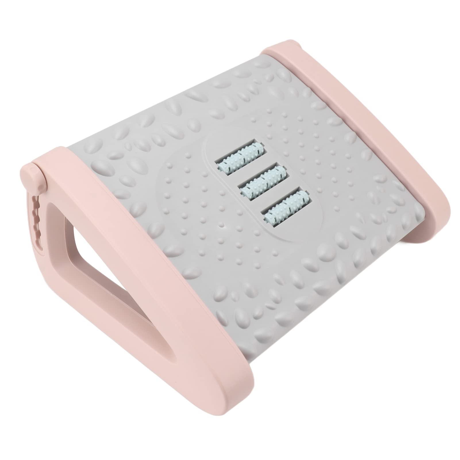 Foot Rest for Under Desk at Work, 6 Height Adjustable Footrest with Massage Sturdy Foot Stool for Home Office Airplane Travel (Pink)