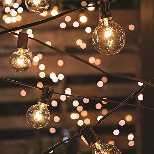 Outdoor Festoon String Lights 25ft Waterproof G40 Bulbs Listed For