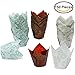 Resinta 150 Pieces Tulip Baking Cups Cupcake Muffin Liners Wrappers for Parties Weedings Anniversaries in 3 Patterns