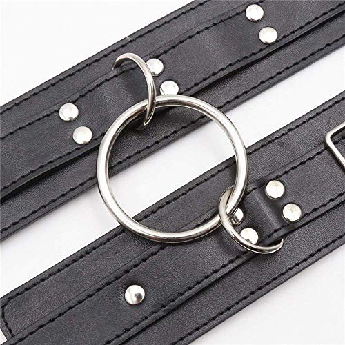 Nadition Clearance,Adjustable Hand Wrist Leg Cuffs Leather Straps Tie Set Couple Bed Restraint Handcuffs (One Size, Black)