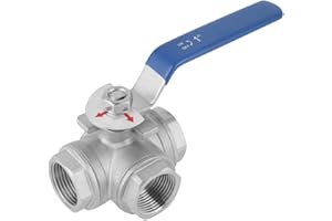 Three-way Valve,1pc Stainless Steel SUS304 Pipe Ball Valve Three-way L-Type Female Thread 1" DN25