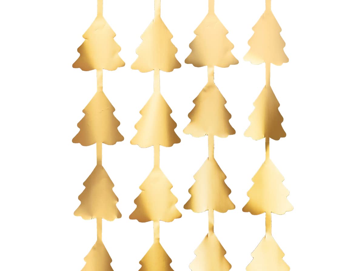 Gold Christmas Tree Hanging Backdrop Decoration, Festive Photo Booth Backdrop, Gold Hanging Decorations 1m x 2.45m