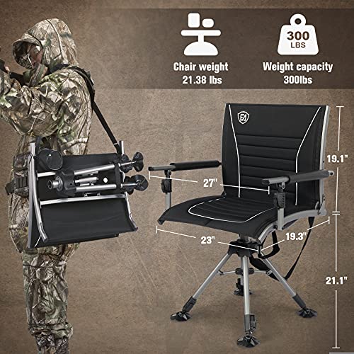 EVER ADVANCED 360° Silent Swivel Hunting Chair for Blinds, Adjustable