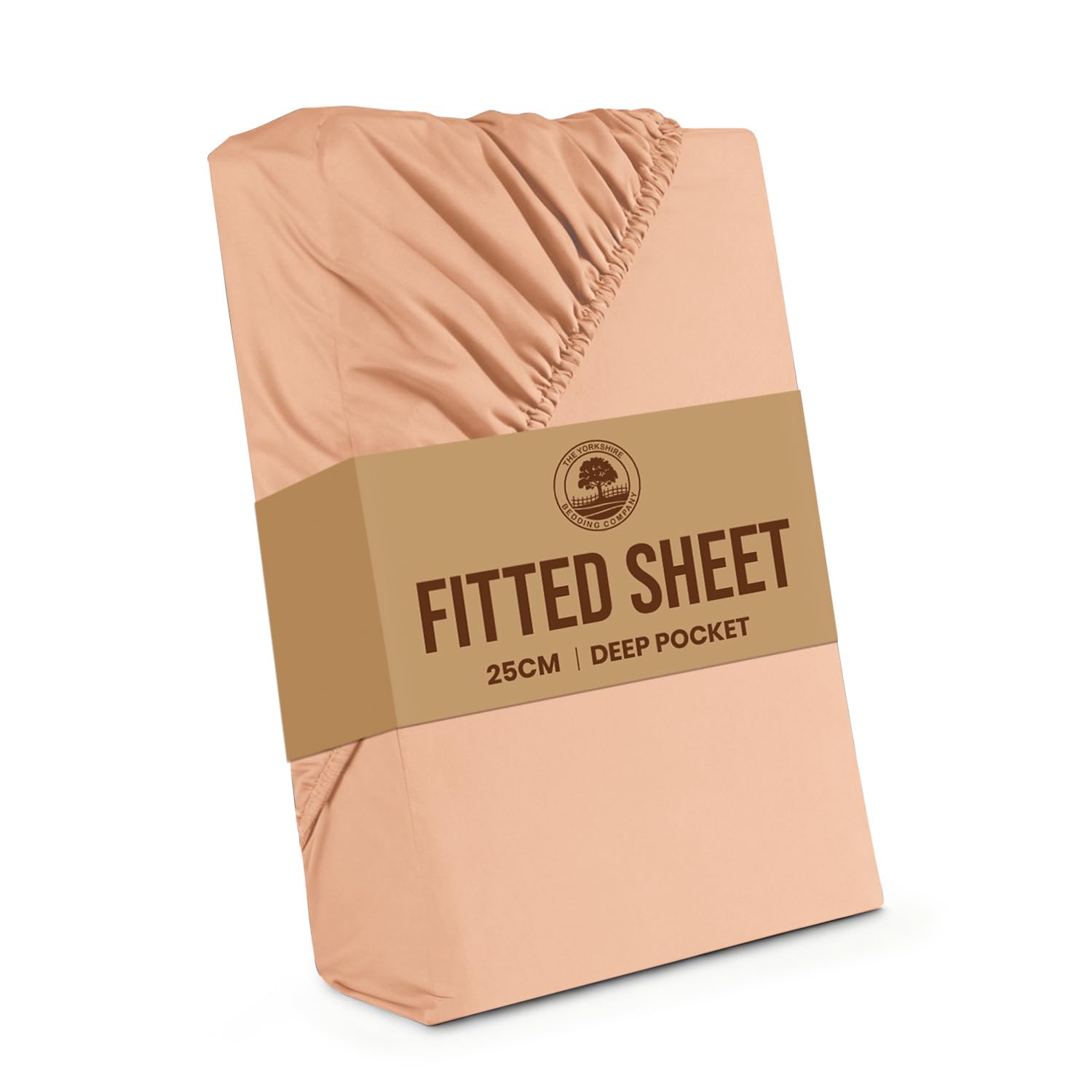 Yorkshire Bedding King Size Fitted Sheets 25 Cm Deep Peach Bed Sheet with Elastic Corners Soft Brushed Microfiber Fabric Breathable Shrinkage & Fade-Resistant Bedsheets — image 1