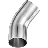 M METERXITY Mandrel Bend Elbow, 45 Degree, OD 2.5Inch, Thicken 2mm, 1 Pack | Thicken 2 mm 304 Stainless Steel, Exhaust Elbow Pipe for Car Modified Exhaust System, Stair Handrail Bend, Height 160 mm