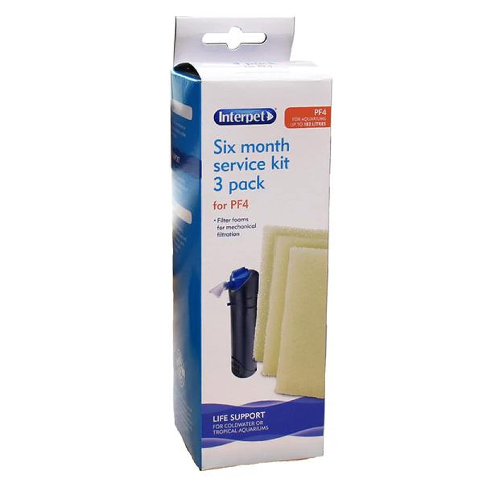 Interpet Replacement Plain Foams for the PF4 Power Filter, 6 Month (3 Pieces)