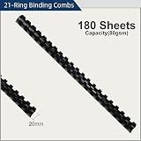Rayson Plastic Binding Combs 21 Rings 20 mm 180 Sheets A4 Black Pack 100 view 3