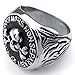 KONOV Mens Stainless Steel Ring, Freemason Masonic Skull Signet, Black, Size 11