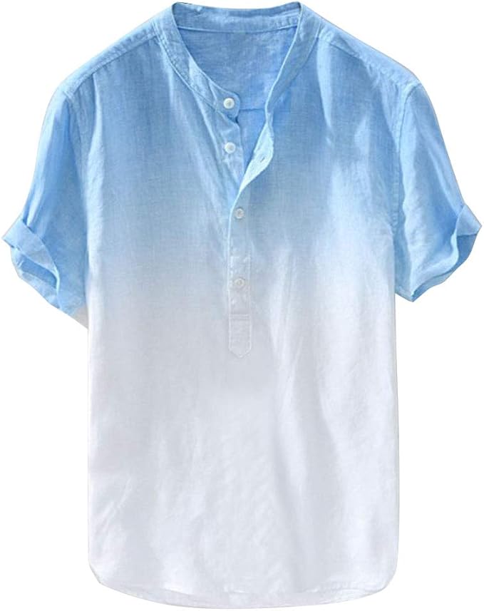 Henley Herren T Shirt Kurzarmelig Leicht Ohne Kragen Atmungsaktiv Sommer Lounge Top Bluse Amazon De Bekleidung