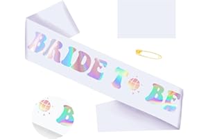 SKJIAYEE Bride to Be Iridescent Sash, Bachelorette Party Sashes Decorations for Hen Party Bridal Shower Engagement Wedding Party, Glitter Iridescent White Sash for Bride - Bachelorette Favor