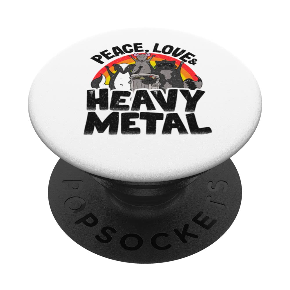 Peace Love & Heavy Metal Trash Band Kids Punk Metal Rainbow PopSockets Swappable PopGrip