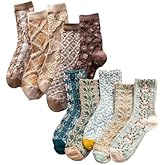 SENCODA Lavish Lavender Argyle Socks: Elegant Vintage Floral Frill & Jeweled Cotton Detail for Spring & Autumn Style