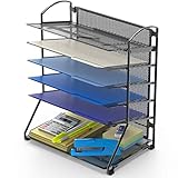 SimpleHouseware 6 Trays Desktop Document Letter Tray Organizer, Black