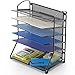 SimpleHouseware 6 Trays Desktop Document Letter Tray Organizer, Black primary