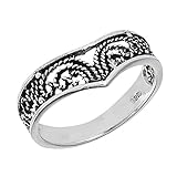 Sterling Silver Women's Filigree Thumb Chevron Ring (Sizes 4-10) (Ring Size 8)