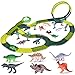 Dinosaur Toys 232 PCs Race Tracks, Create A Dinosaur World Road Race, Flexible Track Playset with a Race Car and 6 Toy Dinosaurs