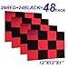48 Pack BLACK RED Acoustic Foam Panel Wedge Studio Soundproofing Wall Tiles 12