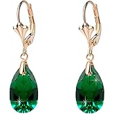 Austrian Crystal Teardrop Leverback Dangle Earrings for Women Fashion 14K Gold Plated Hypoallergenic Jewelry