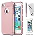 iPhone 5s Case 5g Se Case KXLY 2 in 1 Hybrid Heavy Duty Protective Cover Hard PC Soft TPU Dual Layer With Tempered Glass Screen Protector Stylus Pen [Light Rose Gold]