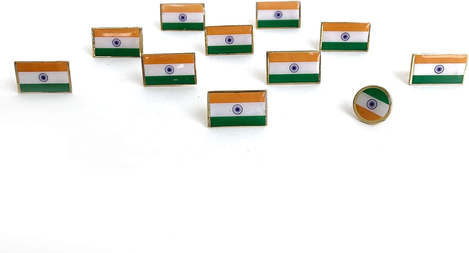 Buy Indian Flag Lapel Pins Rectangle Small Set of 11 Brass Lapel