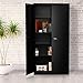 Black Metal Storage Cabinet Locking Steel Storage Cabinet with 4 Adjustable Shelves 72