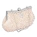 BMC Womens Pink Champagne Faux Pearl Cascading Bead Rhinestone Encrusted Evening Clutch Cocktail Party Fashion Purse