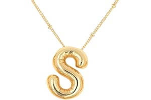 DIOWUS Bubble Letter Necklace For Women,Dainty Balloon Initial Necklaces 18k Gold Plated Chain Pendant Alphabet Necklaces For Girlfriend Charm Simple Gift Jewelry