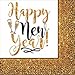 New Years Eve Essential Disposable Dinnerware Party Pack Supplies For New Years Party For 25 Black and Gold Hello New Year Paper Plates and Napkins