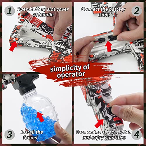 Cute Burgeen Electric with Gel Ball Blaster AKM-47 20000 Splatter for Outdoor Activities-Fighting Shooting Team Game The Best Gift Toys for Youth and Adults Over 12+ (Red)