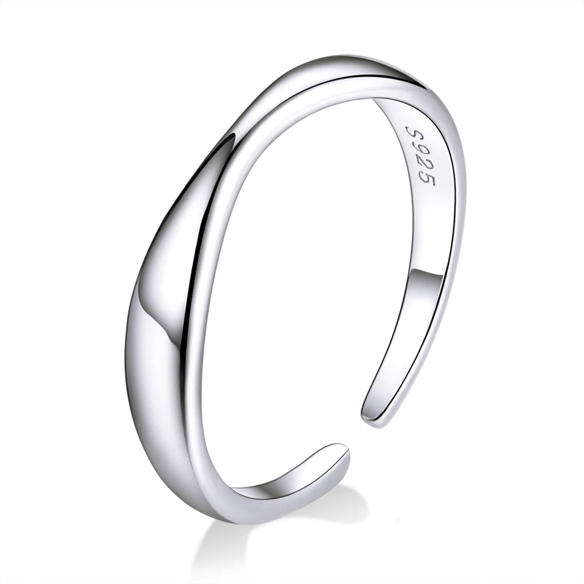 Bijoux Blu Irregular Ocean Wave Finger Rings for Women 925 Stelring Silver Free Size Adjustable Ring Female Fashion Jewellery