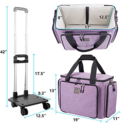 Sewing Machine Case with Detachable Dolly, Rolling Sewing Machine Tote
