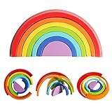 USATDD Wooden Rainbow Stacker Nesting Puzzle Blocks