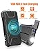 GOODaaa Power Bank Wireless Charger 36000mAh Built in 4 Cables Six Outputs 18W Fast Charging Power Bank for All Mobile Devices Three Inputs Solar Portable Charger with Dual Flashlights, Carabiner