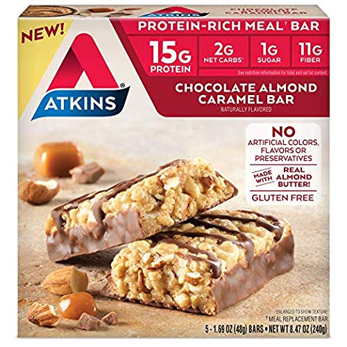Atkins Proteinrich Gluten Free Meal Bar Chocolate Almond Caramel 5 Count from Atkins at the