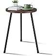 kinnary Round Side Table, Small Accent End Table for Living Room, Bedroom, Small Spaces, Height Adjustable Metal Legs, Easy A