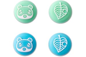 PERFECTSIGHT 4PCS Cute Switch Thumb Grip Caps for Nintendo Switch OLED/Lite Console, Joystick Cap Kawaii Soft Silicone Analog Stick Button Cover for NS Joycon Controller, Leaf Bear