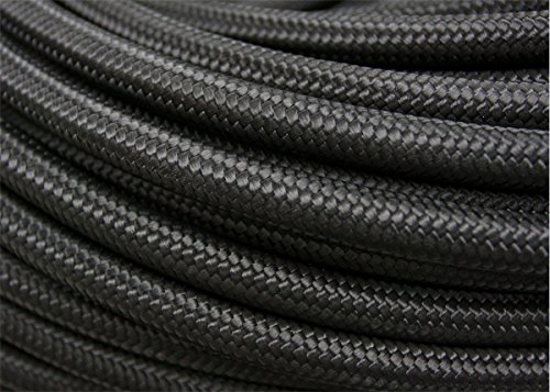 Autobahn88 Synthetic Rubber Hose with Dual-layer Braided (Lightweight Fiber + Stainless Steel) for Fluids : Fuel, Oil, Water, Coolant, Methanol. Black. (-6AN, 5 Feet)