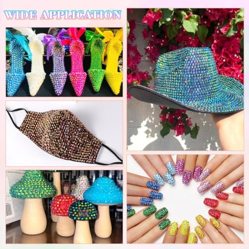Chenghoo Bedazzling Kit 48000Pcs 48 Colors Resin Jelly Rhinestones, Multicolor 3mm Flatback Gems for Diamond Art, Bedazzler Kit with 6Pcs 10ml B7000 Jewelry Glue & Tools for Nail Art Crafting Makeup