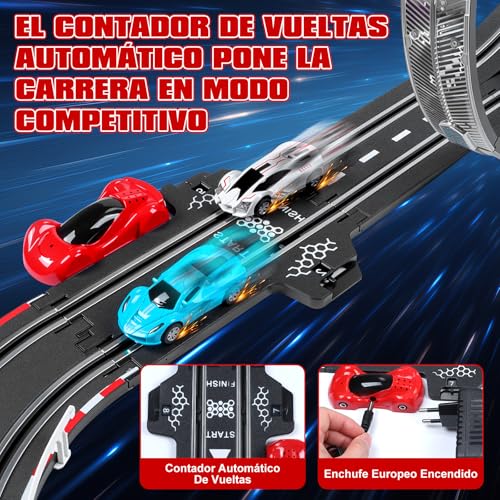 colmanda Electric Racing Track, Illuminated Car Track for Children 1:64 Track Cars -4 LED Cars, 360° Loop, Scart, Counter Turn, Circuit Car Children 3+ Years Toy Gifts (S)