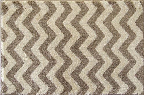 Grund Chevron Series Premium Bathroom Comfort Bath Rug, 21-Inch by 24-Inch, Brown
