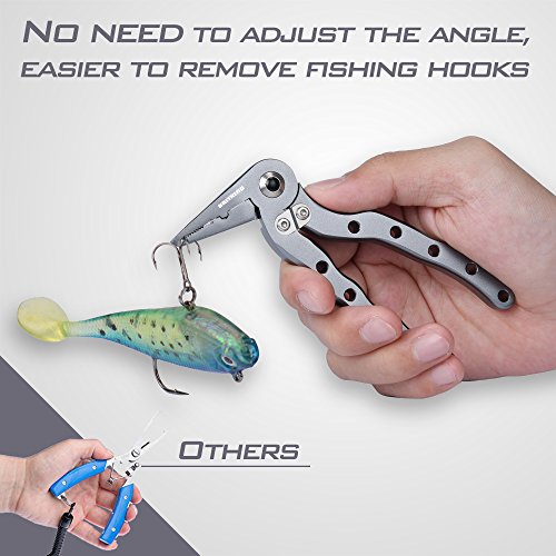 MadBite Falcon Angled Head Aluminum Fishing Pliers – Braid Cutters - Hook Remover - Line Cutter – Snap Ring Plier - Spring Loaded Super Sharp Tungsten Carbide Cutters - Thumbnail 2