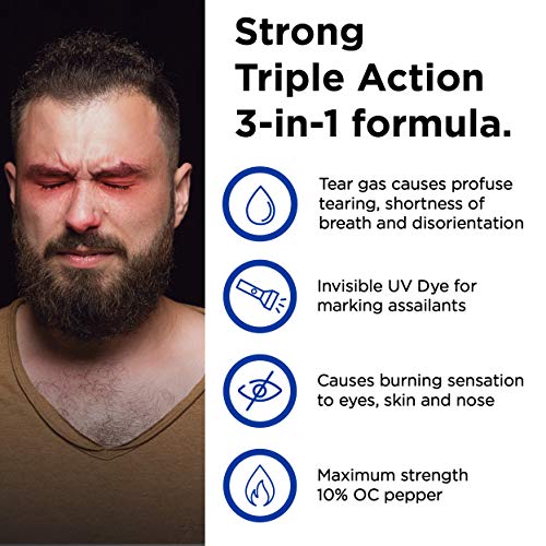 Mace Brand Triple Action Personal Pepper Spray (Black) 12’ Powerful